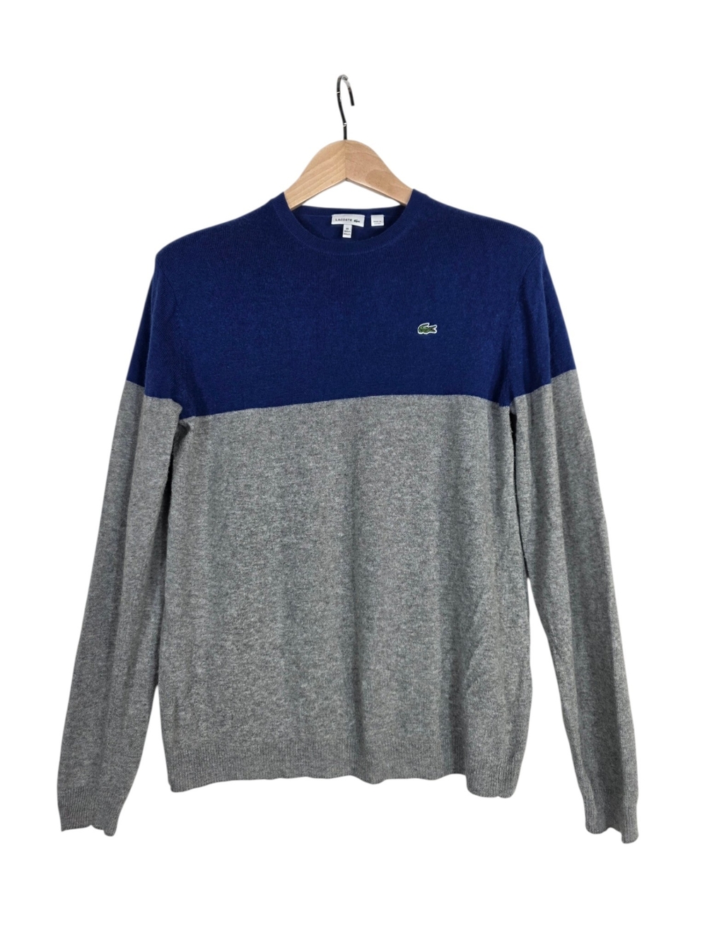 Lacoste Men’s knit Two-Tone Navy and Gray Crewneck Sweater